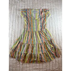 Smith‎ & Quinn XS Dress Tiered Ruffle Short Sleeve Colorful Striped